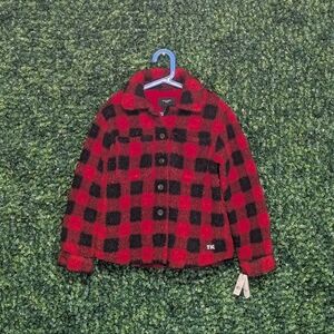 Tilley Endurables Kids Sherpa Shacket, Size 7/8Y Red Buffalo Plaid